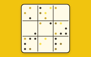 Miniatura de Sudoku: o padrão do jogo em cores vivas sobre fundo dourado.